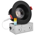 Luxrite 4 Inch LED Recessed Downlight 5 CCT Selectable 2700K-5000K 15W 1100LM Dimmable Black Trim LR24950 LR24956-1PK